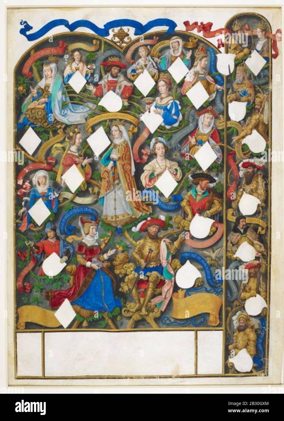 Genealogia dos Reis de Portugal (BL Add MS 1253) - f.10r. Stock Photo