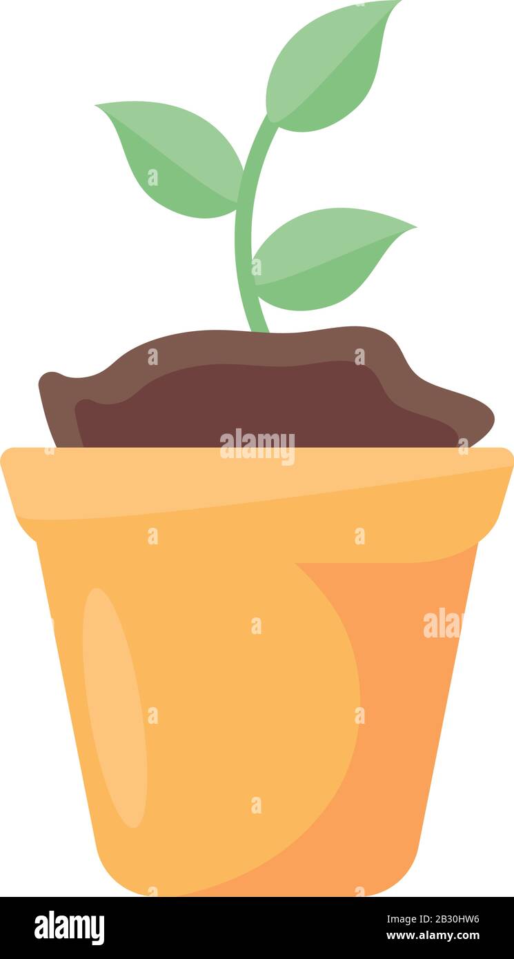 plant in a pot icon over white background, flat detail style, vector ...