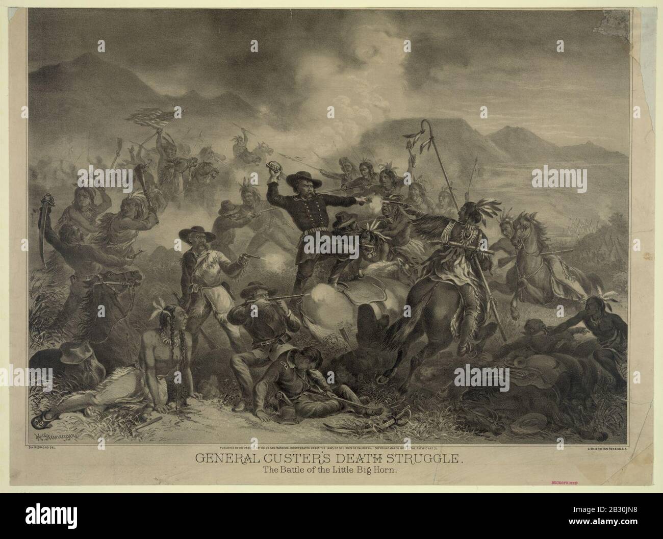 General Custer's Death Struggle, H. Steinegger, ca. 1878 Stock Photo
