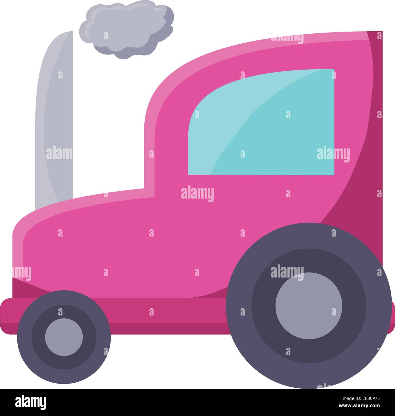 farm tractor icon over white background, flat detail style, vector ...