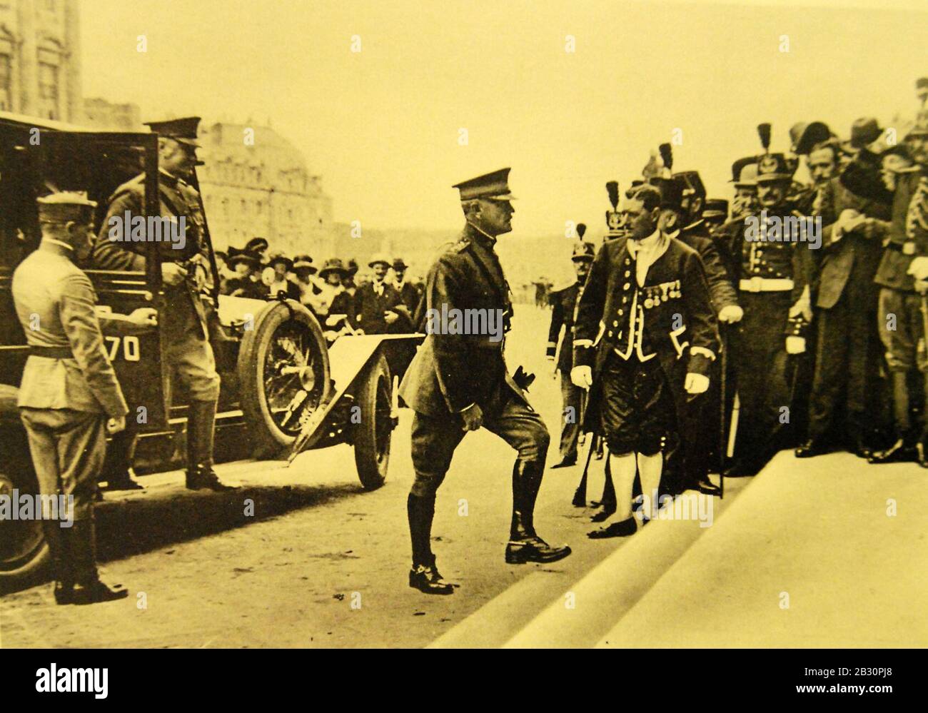 General Pershing at Versailles Palace to witness signing of Peace Treaty, 1919 (29994394286). Stock Photo