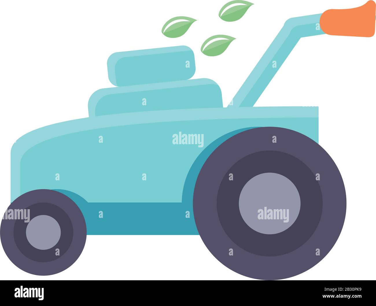 lawn mower icon over white background, flat detail style, vector ...