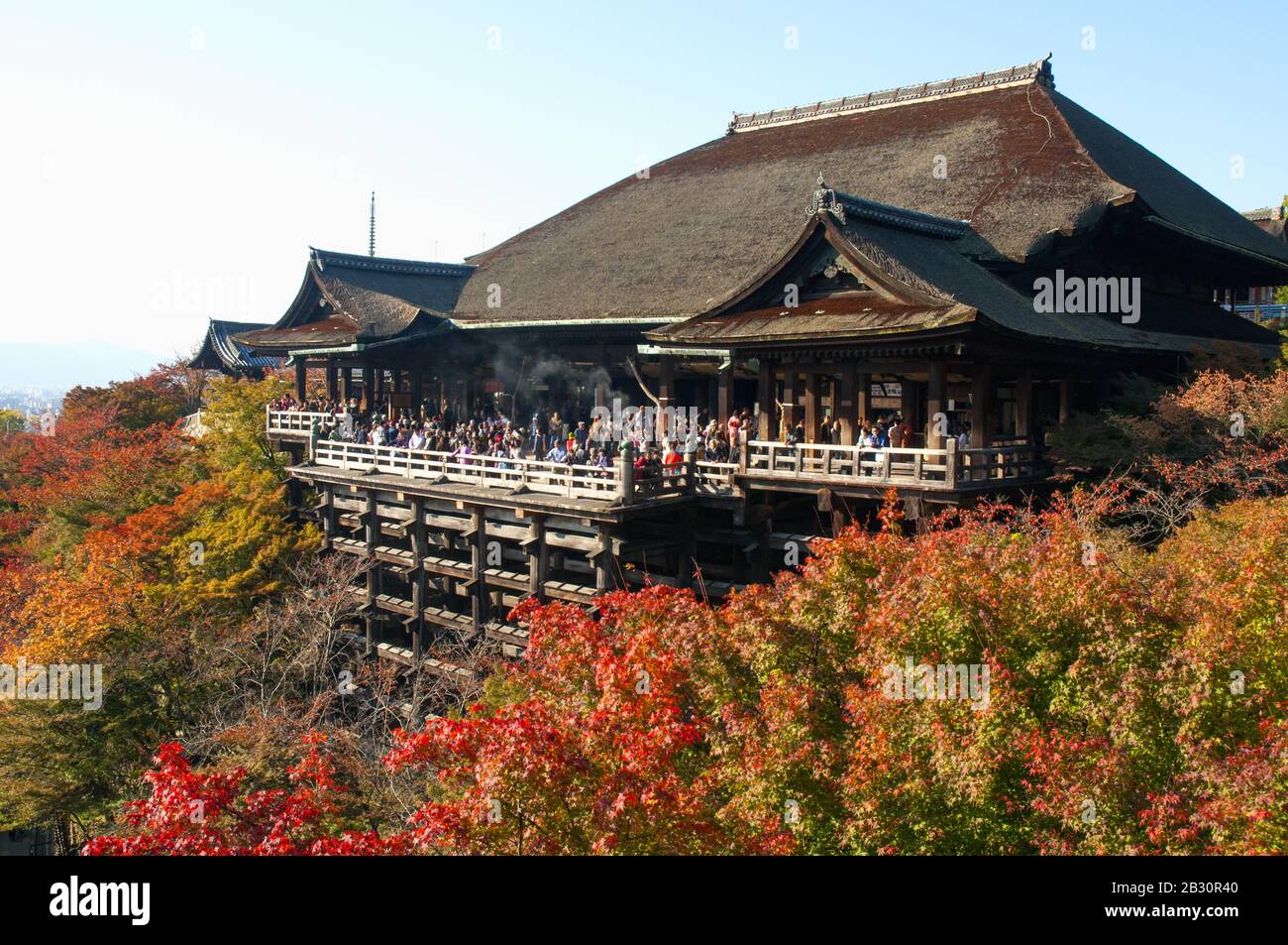 Autumn ( fall ) colours surround the Kiyomizudera Temple in the eastern hills outside Kyoto Stock Photo