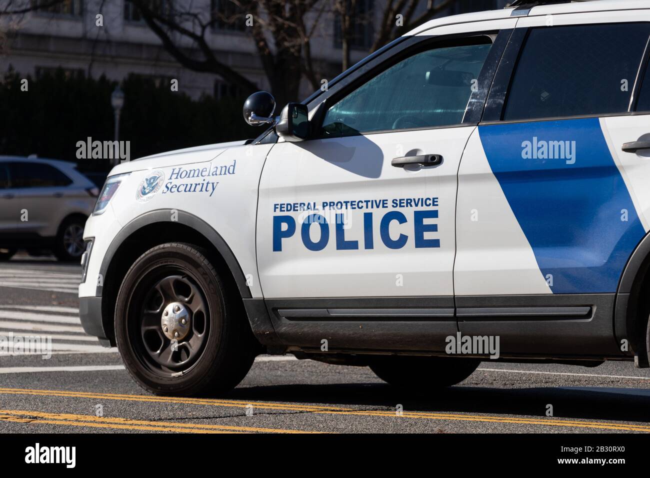 Federal Protective Service Police car on the streets on Washington, D.C. Stock Photo