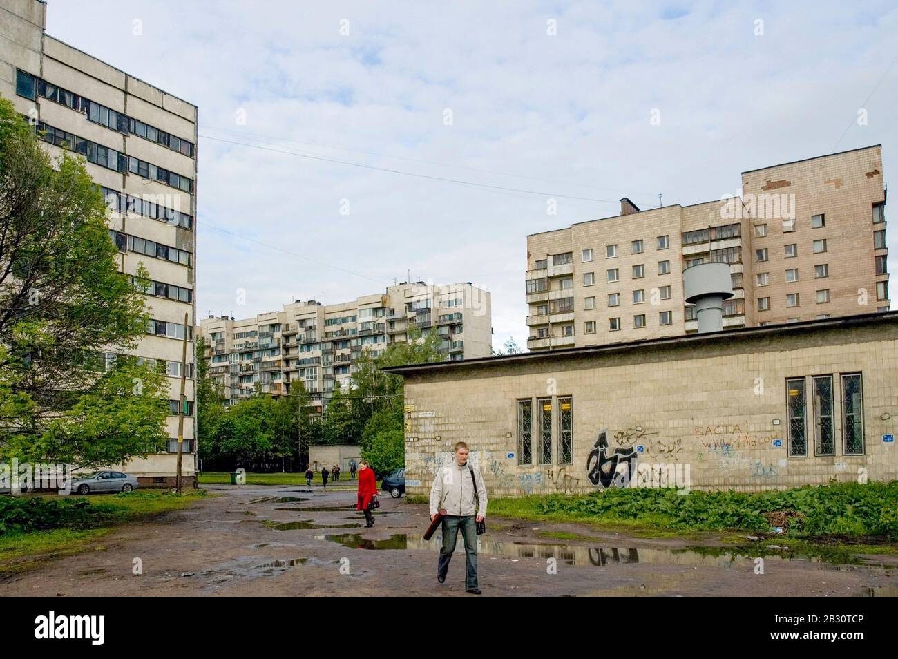 Public housing in the Primorskaya district, St Petersburg, Russian Federation Stock Photo