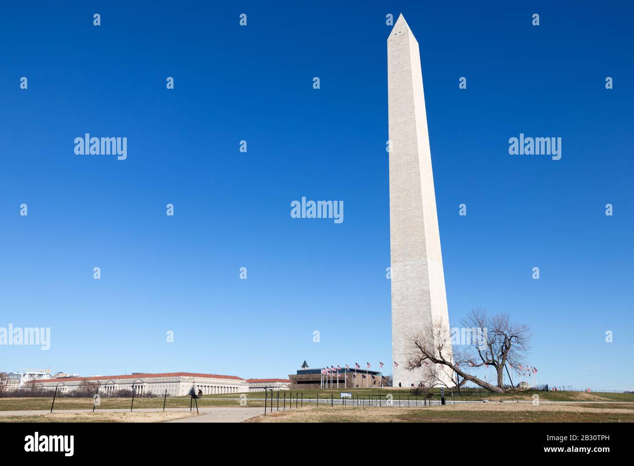 The Washington Monument in-focus on an incredibly clear day in the Washington, D.C. Stock Photo