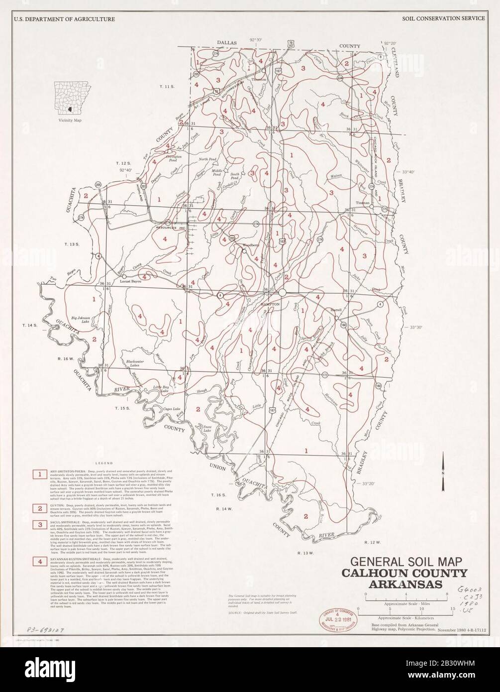 General soil map, Calhoun County, Arkansas Stock Photo Alamy