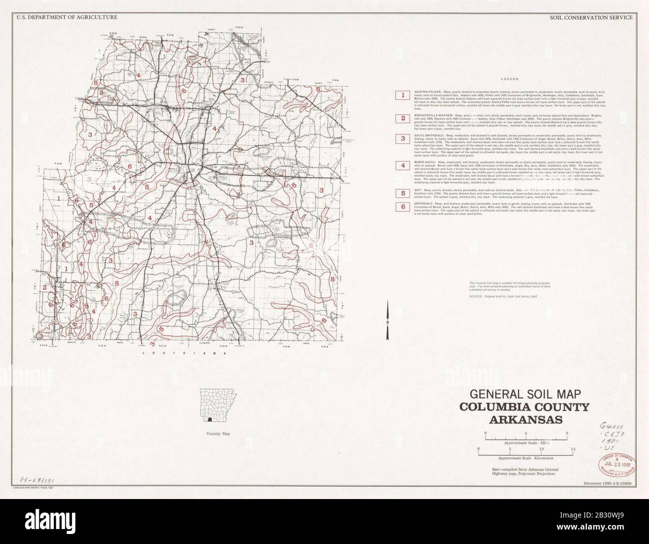 General soil map, Columbia County, Arkansas Stock Photo Alamy