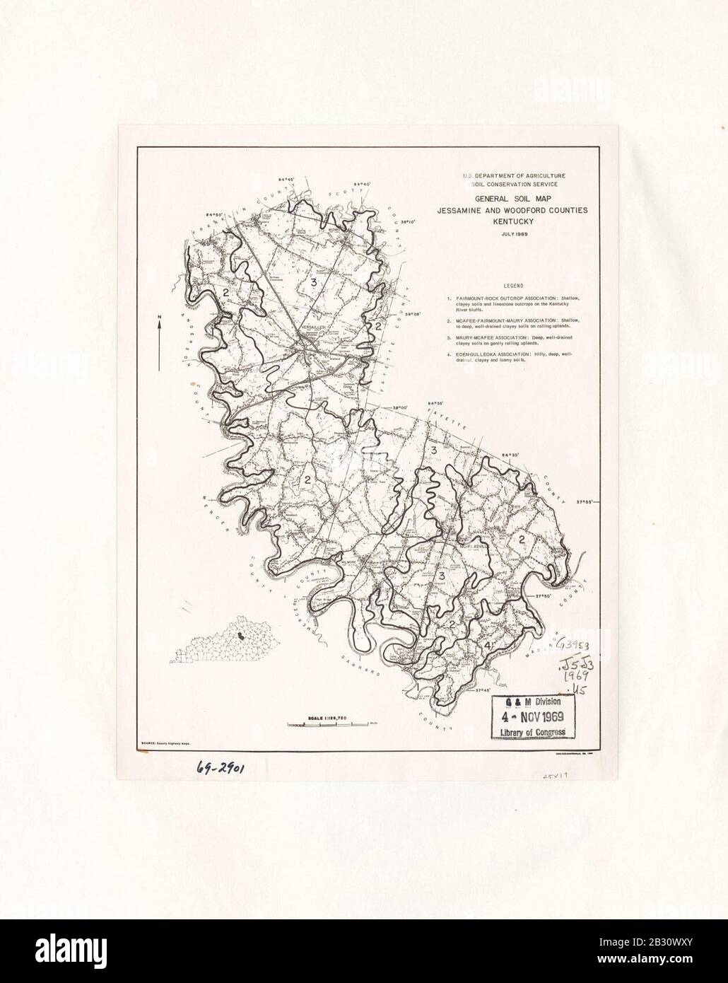 General soil map, Jessamine and Woodford counties, Kentucky, July 1969 Stock Photo - Alamy