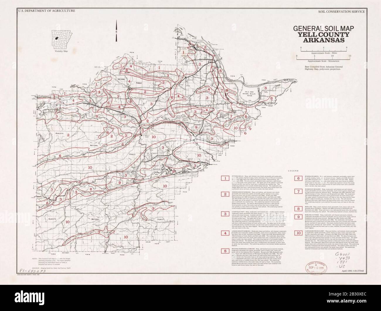 Yell County Arkansas Map General Soil Map, Yell County, Arkansas Stock Photo - Alamy