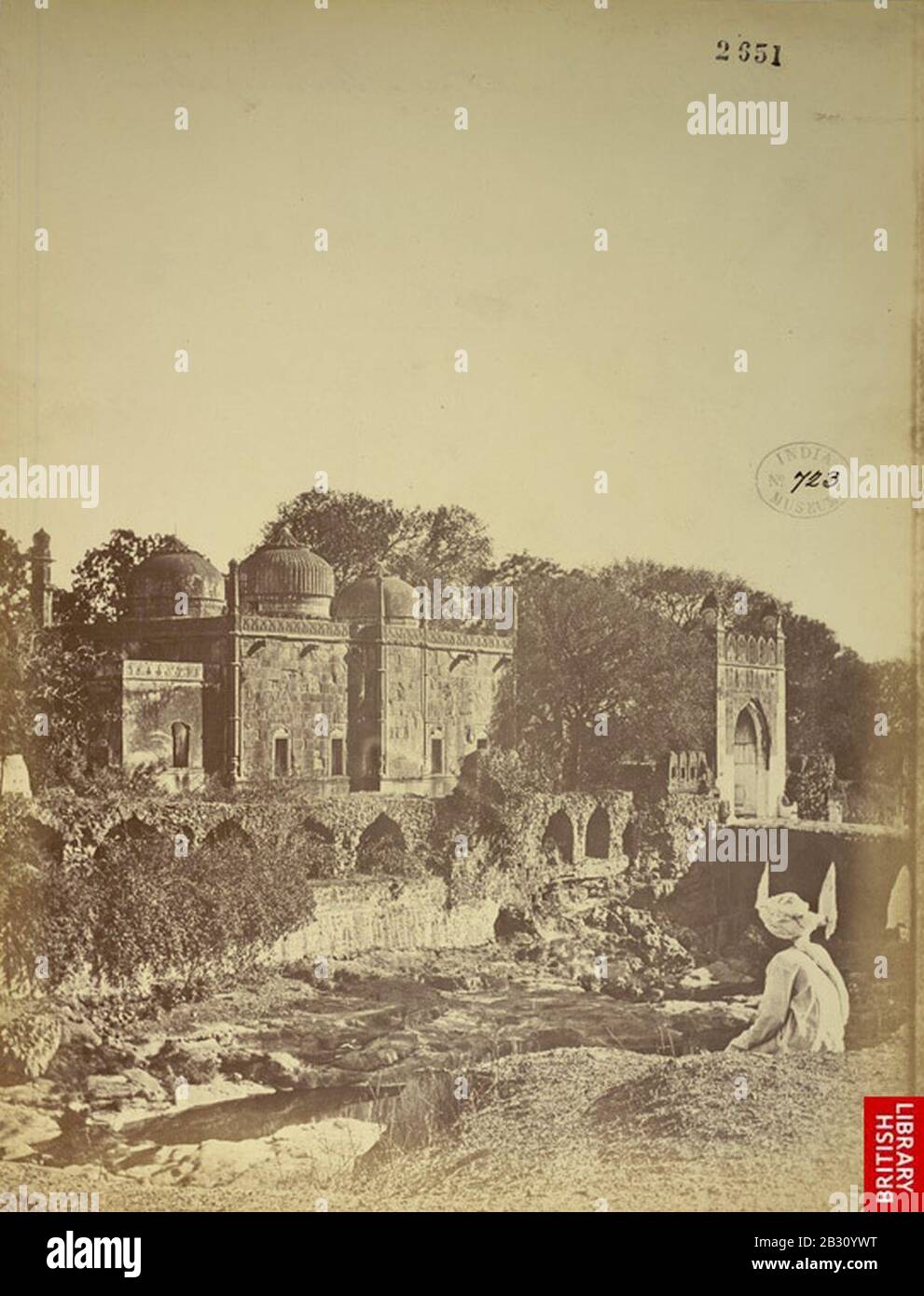 General view of the Pan Chakki (watermill), and Mosque of Baba Shah Muzaffar, Aurangabad. Stock Photo