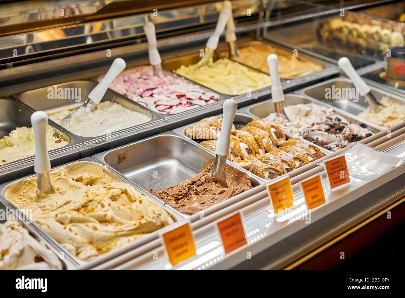 Coffee Gelato. Flavors various ice cream in Rome, Italy. Italian