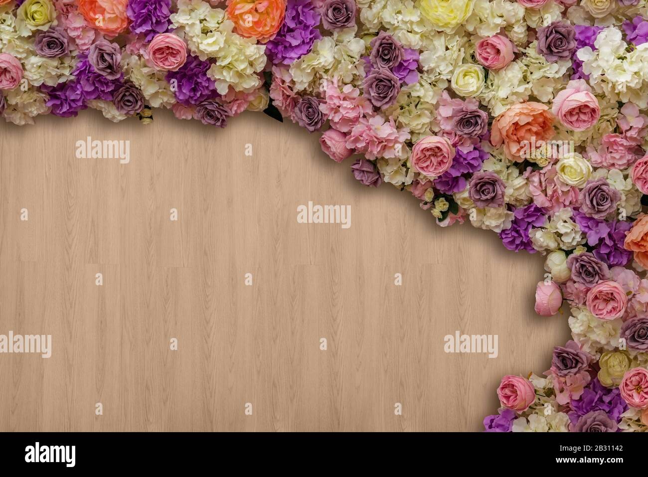 Template with flowers. You can insert your text in the free space. Stock Photo