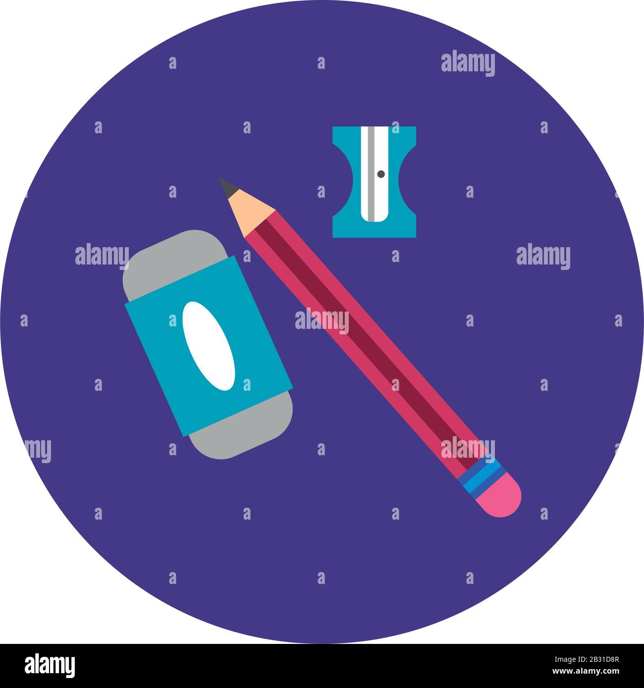 pencil with eraser and sharpener block and flat style Stock Vector ...