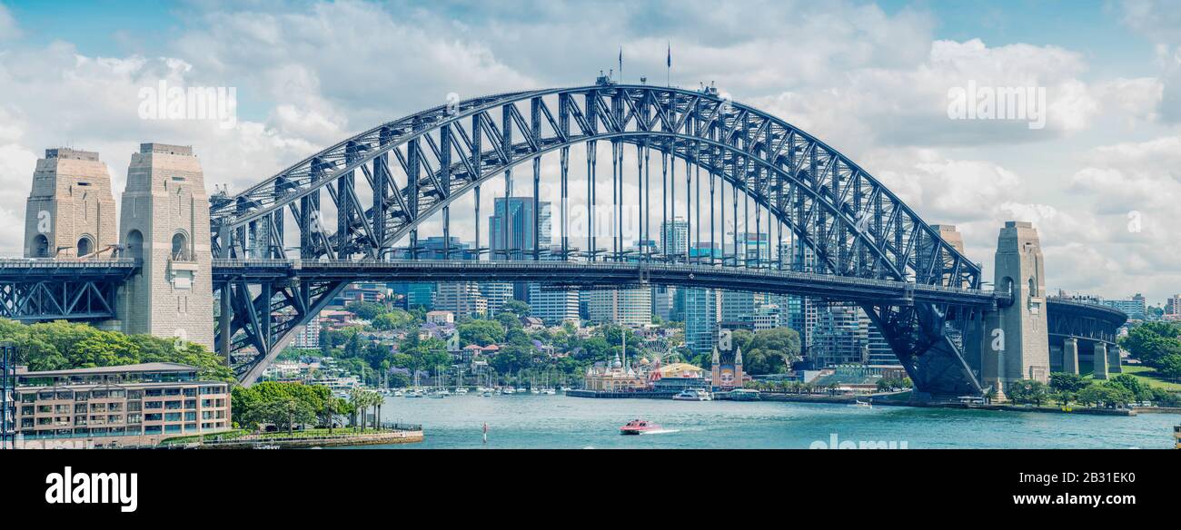 Aerial view of Sydney Harbour Bridge Stock Photo