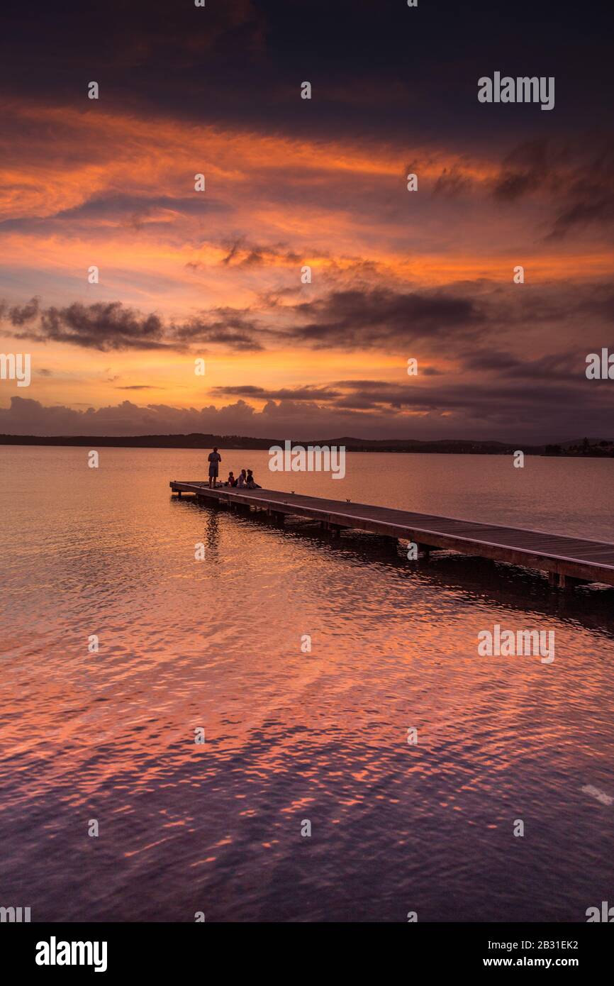 sunset at Lake Macquarie NSW Australia Stock Photo
