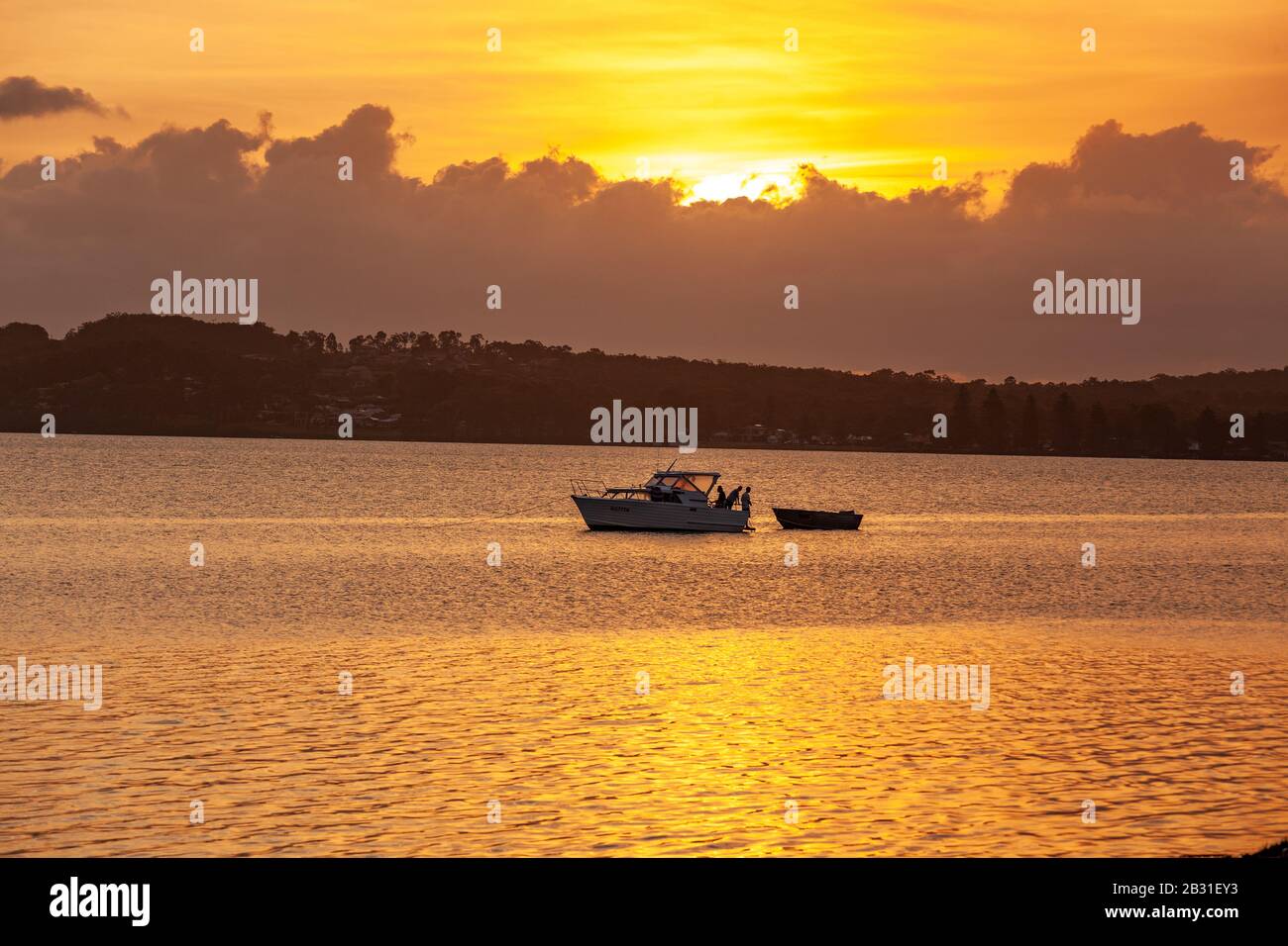 sunset at Lake Macquarie NSW Australia Stock Photo