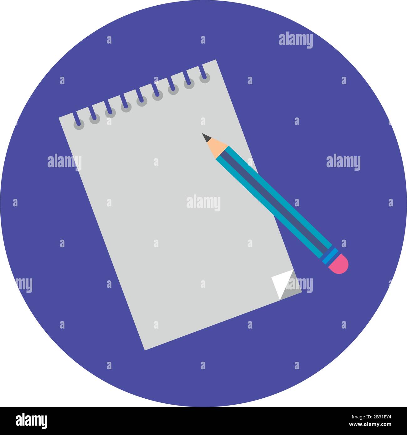 notebook with pencil block and flat style icon Stock Vector Image & Art ...