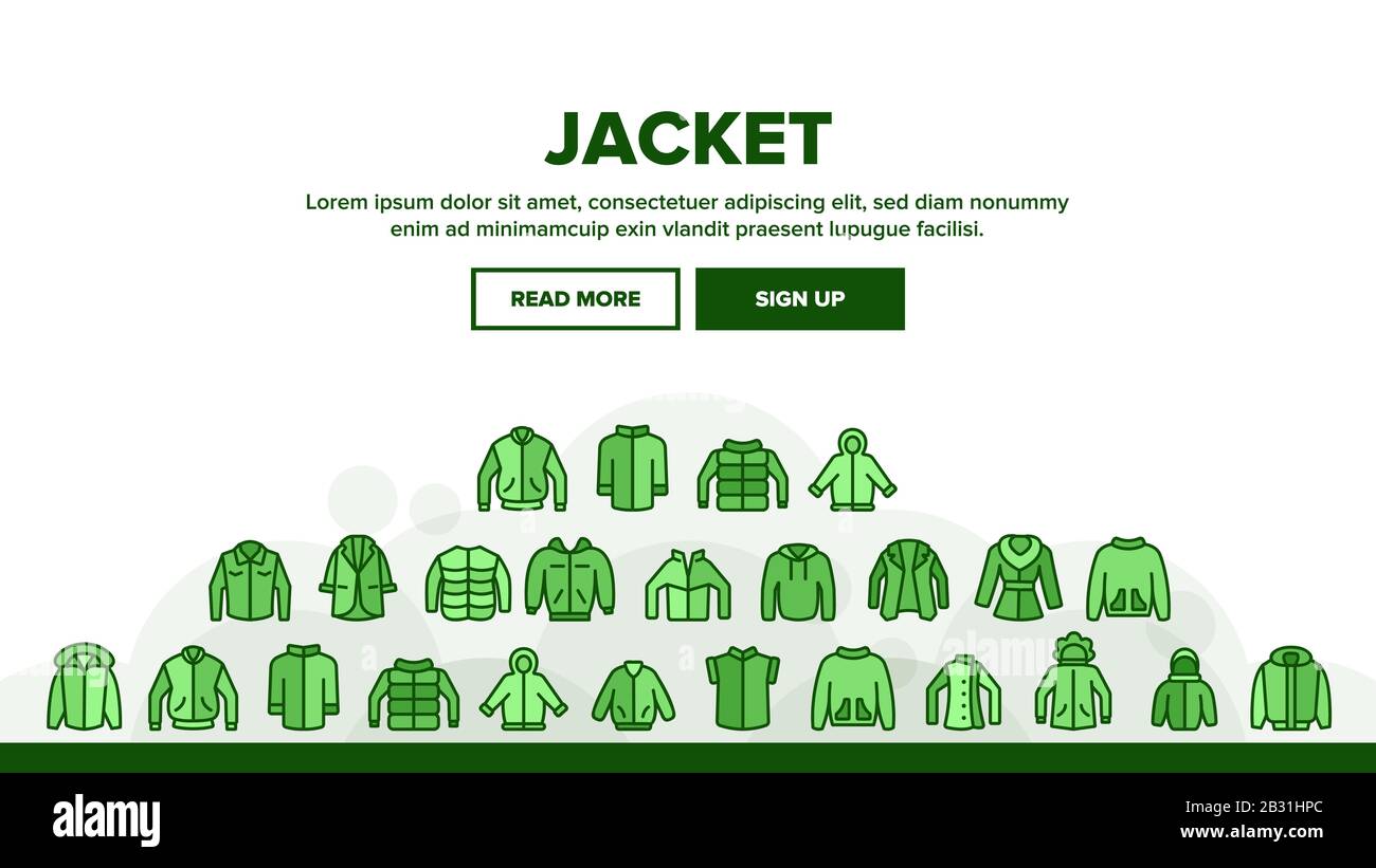 Jacket Fashion Clothes Collection Icons Set Vector Stock Vector Image ...