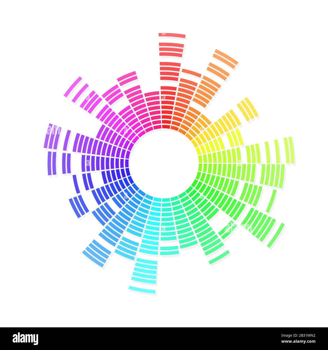 Radial sound wave. Music equalizer. Dynamic volume. Vector illustration