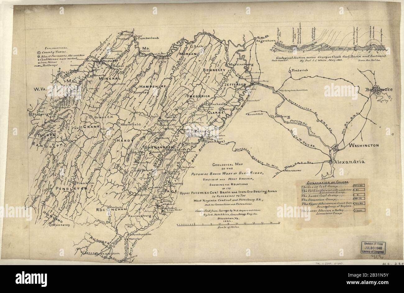 Geological map of the Potomac basin west of Blue Ridge, Virginia and ...