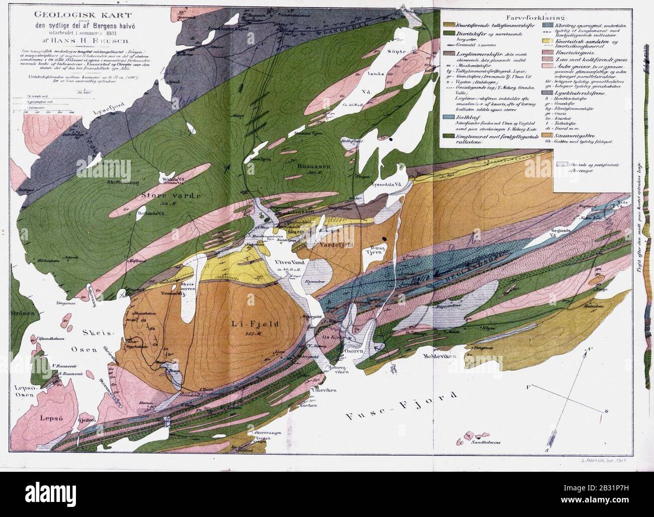 Geologisk kart over den sydlige del af Bergens halvø Stock Photo - Alamy