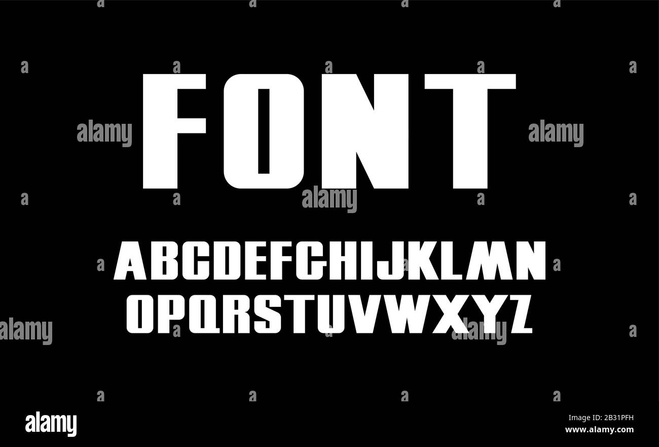 Bold vector font. White capital letters. Modern alphabet type Stock Vector