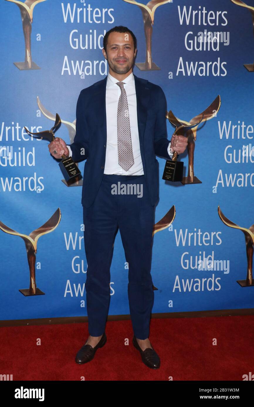 Writers Guild Awards 2020 - West Coast Ceremony Press Room at the Beverly Hilton Hotel in Beverly Hills, California on February 1, 2020 Featuring: Cord Jefferson Where: Beverly Hills, California, United States When: 01 Feb 2020 Credit: Sheri Determan/WENN.com Stock Photo