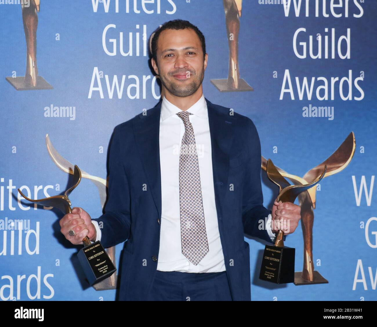 Writers Guild Awards 2020 - West Coast Ceremony Press Room at the Beverly Hilton Hotel in Beverly Hills, California on February 1, 2020 Featuring: Cord Jefferson Where: Beverly Hills, California, United States When: 01 Feb 2020 Credit: Sheri Determan/WENN.com Stock Photo