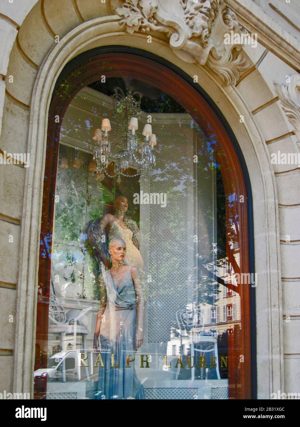 The Ralph Lauren flagship store in Paris reflects the style that Parisians accept as equal to their standards. Stock Photo