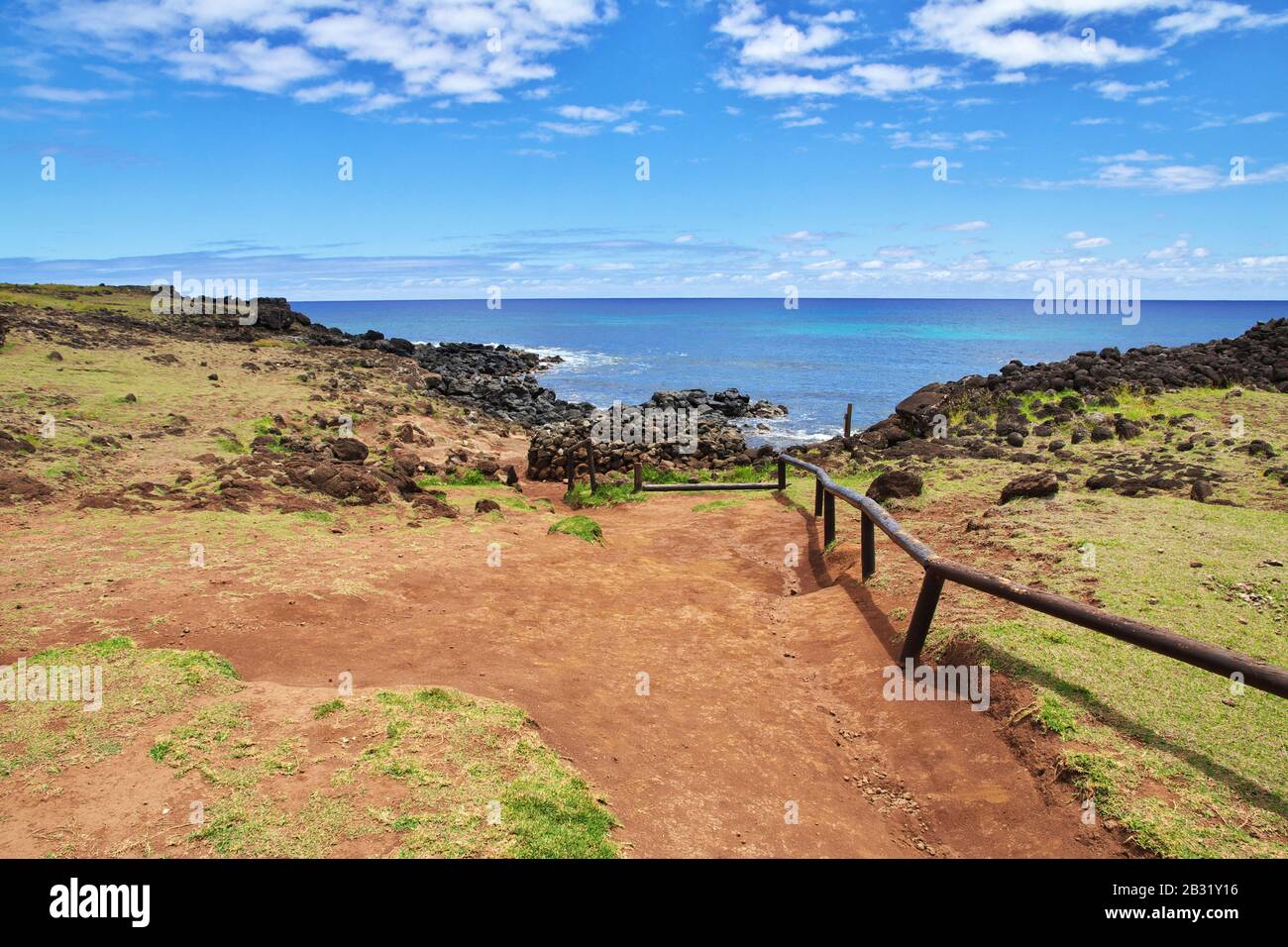 Rapa Nui. Ahu Te Pito Kura on Easter Island, Chile Stock Photo