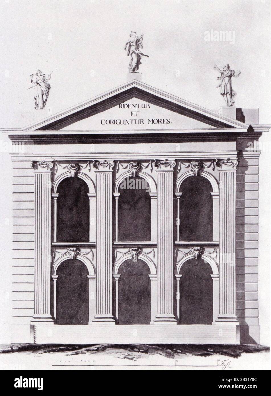 Georg Christian Unger - Fassadenentwurf fuer das Franzoesische Komoedienhaus Berlin, 1774. Stock Photo