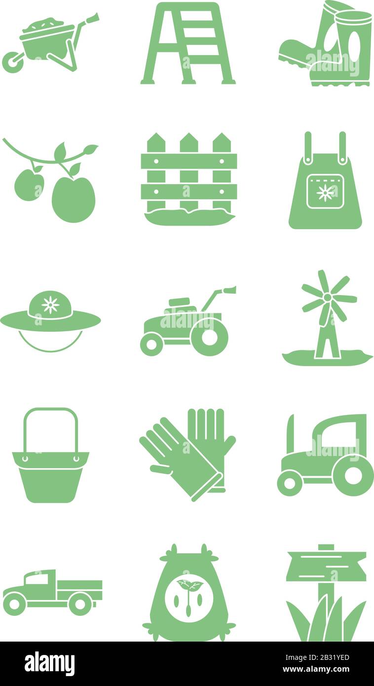 gardening concept icon set over white background, silhouette style icon, vector illustration Stock Vector