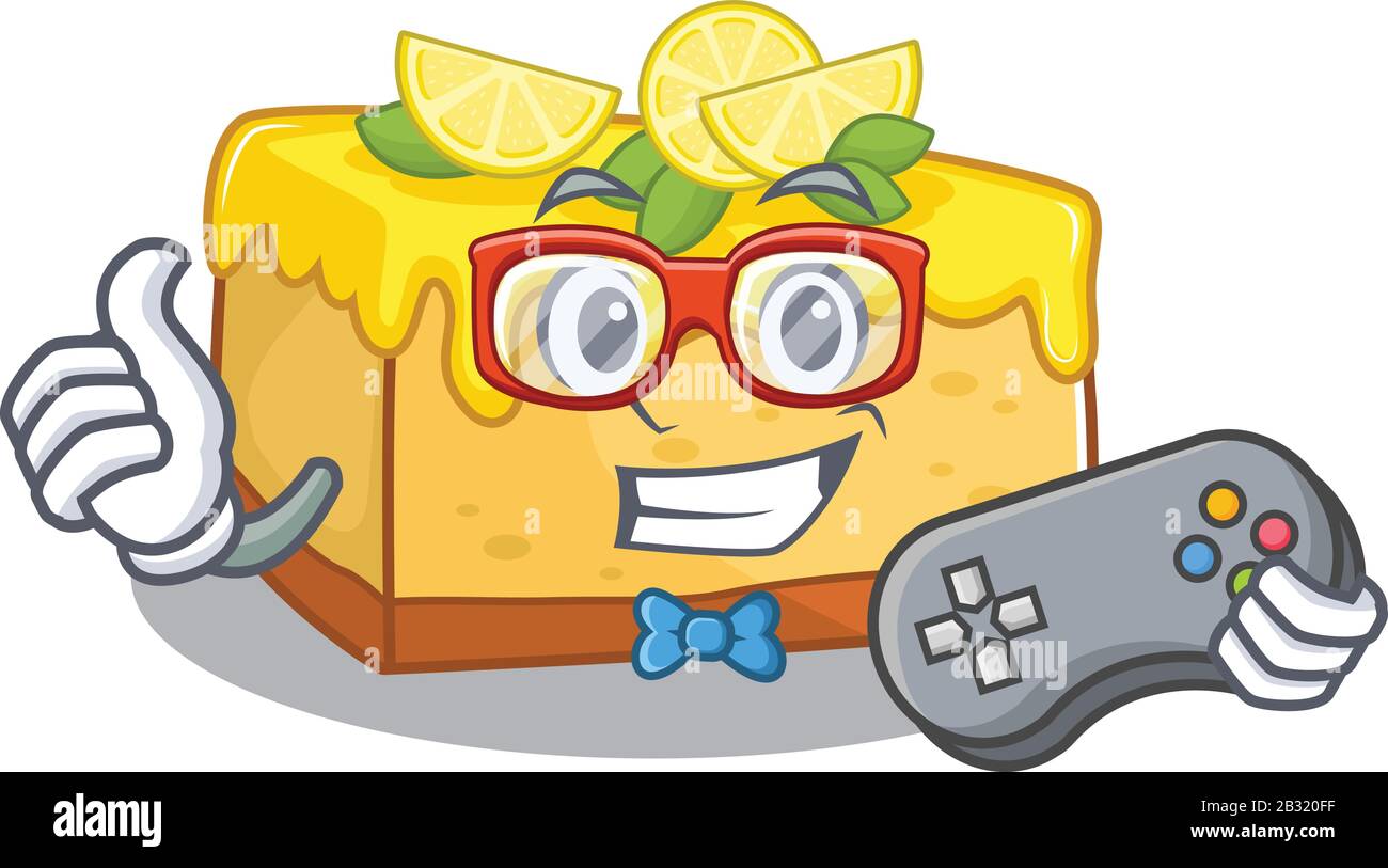 Smiley gamer lemon cheesecake cartoon mascot style Stock Vector Image ...