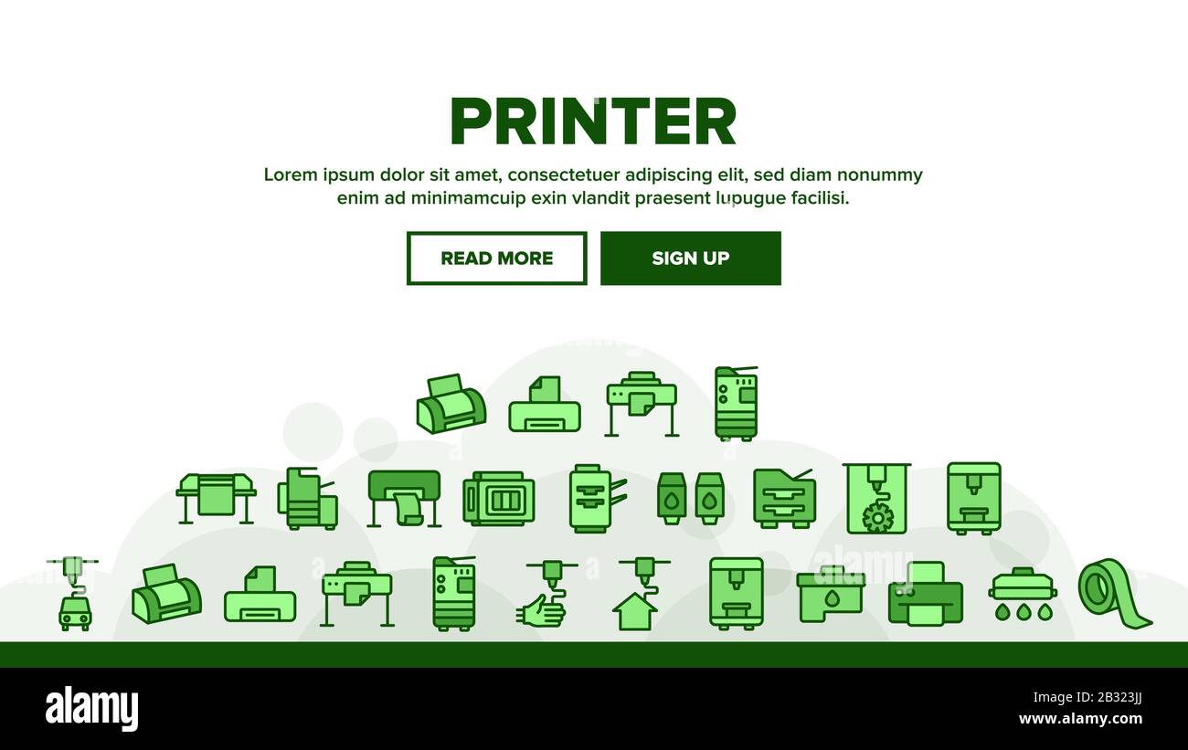 Header Design Printer Printer Equipment Landing Header Vector Stock Vector Image & Art - Alamy