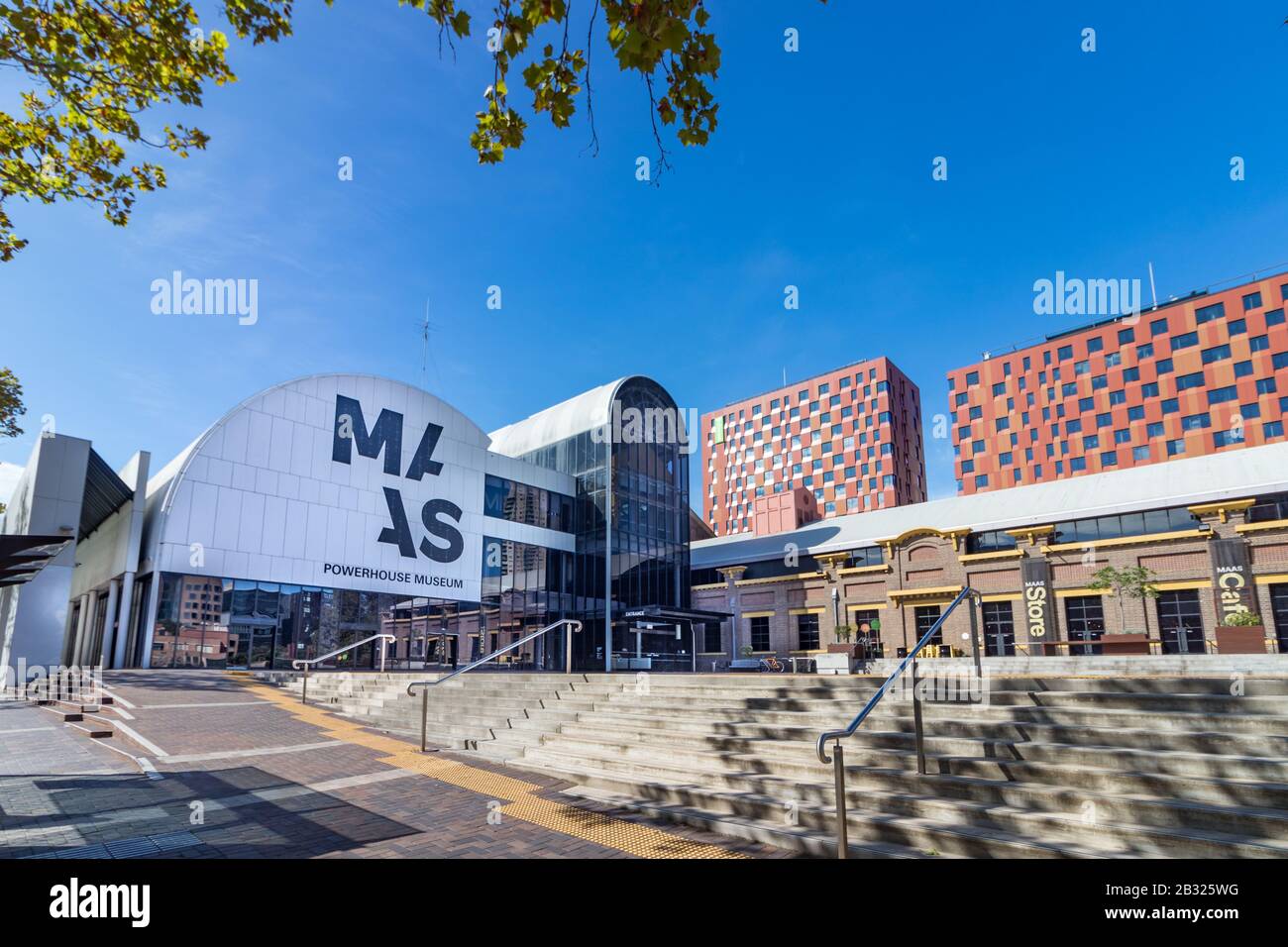 Perspective view of the Powerhouse Museum in Sydney, Australia. Stock Photo