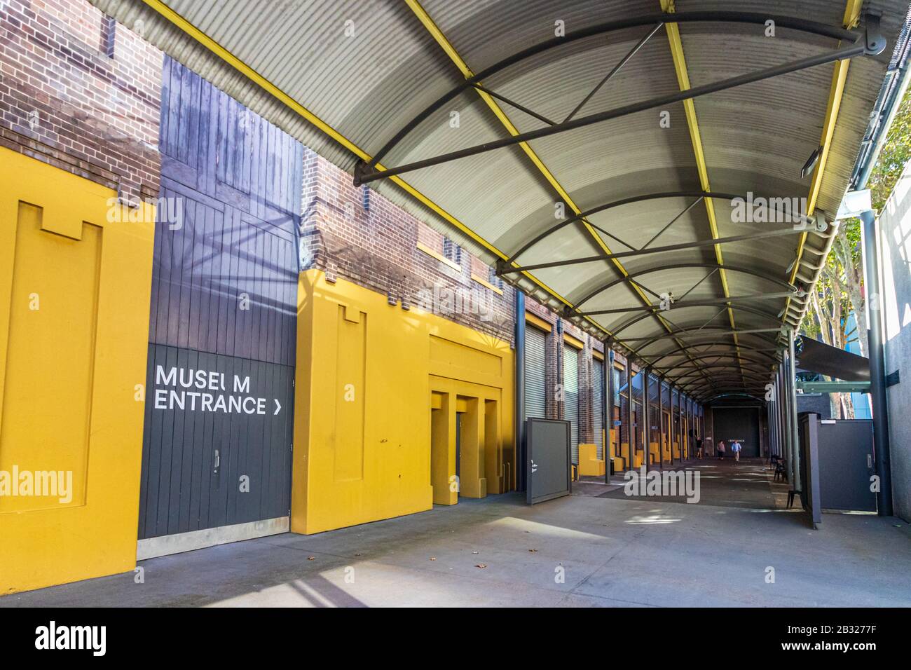 Perspective view of the entrance of the Powerhouse Museum in Sydney, Australia. Stock Photo