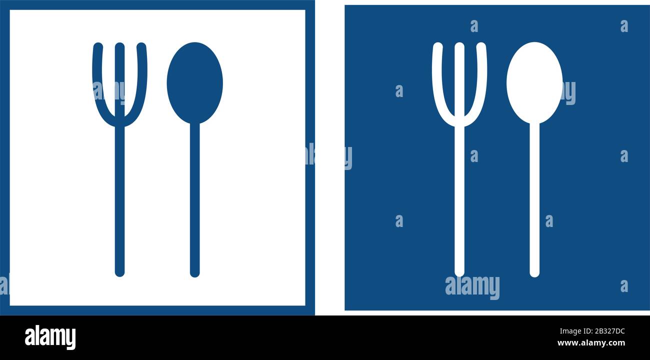 Fork and spoon for lunch. The symbol is located in a square frame