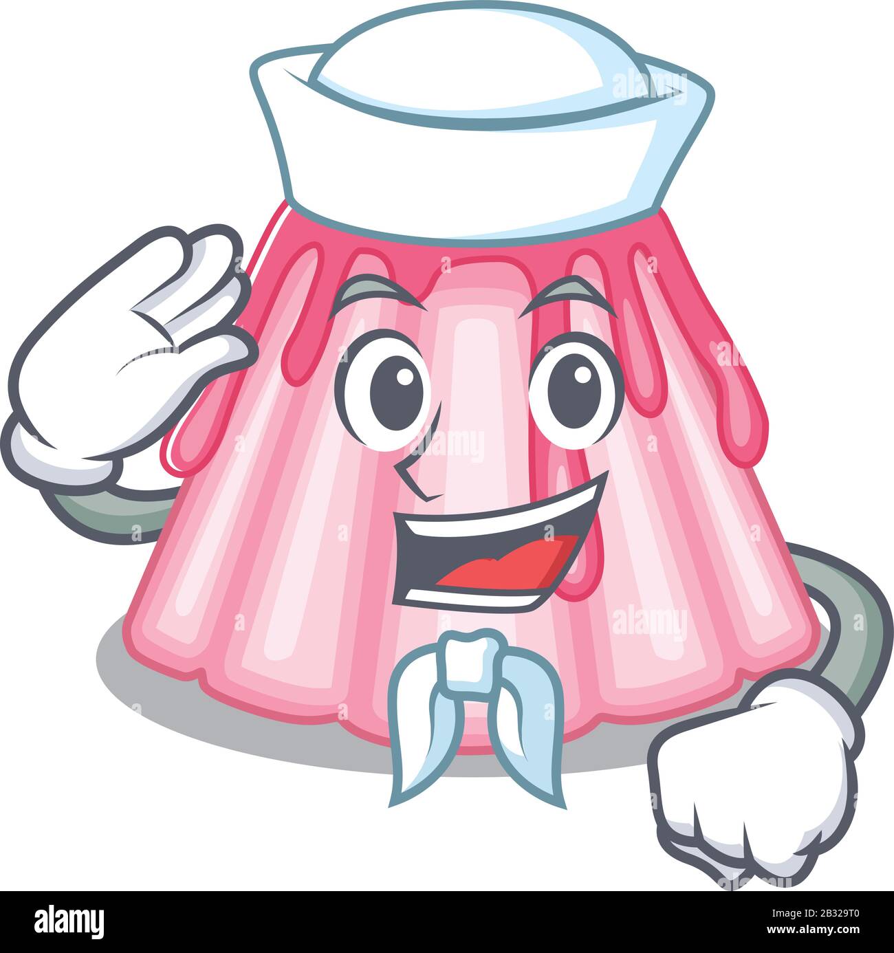 Strawberry jelly cartoon concept Sailor wearing hat Stock Vector Image