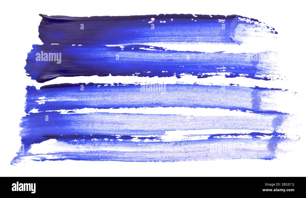 Blue brush strokes isolated on white background Stock Photo - Alamy