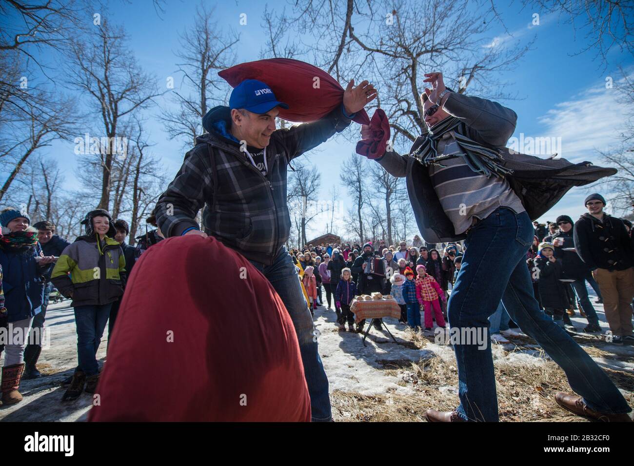 Pillow fight that took place at the Maslennitsa celebration in Calgary
