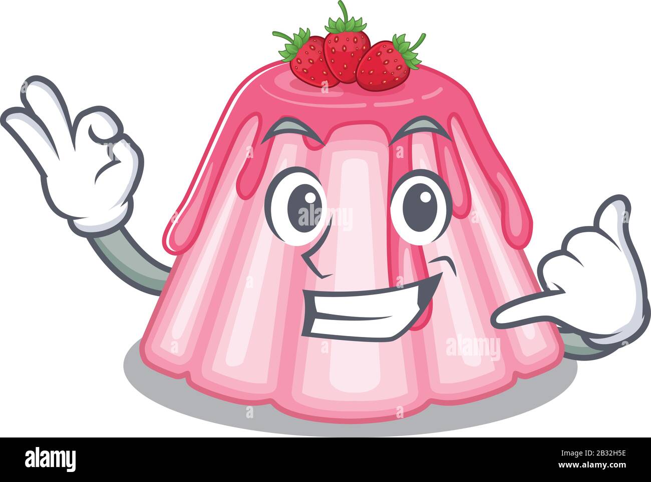Call me funny strawberry jelly cartoon character concept Stock Vector