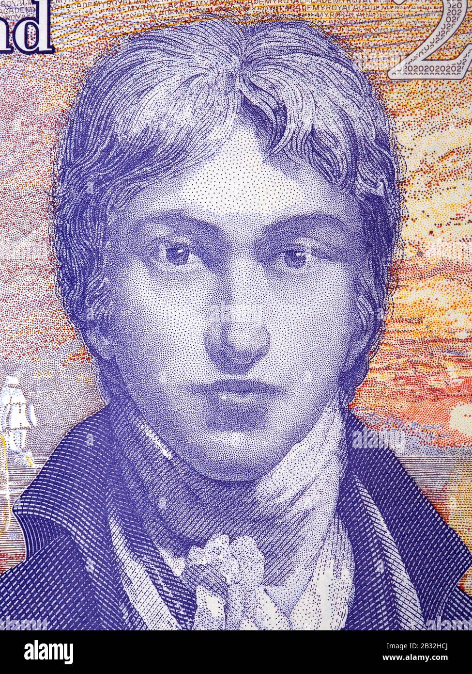 Joseph Mallord William Turner a portrait from English money Stock Photo