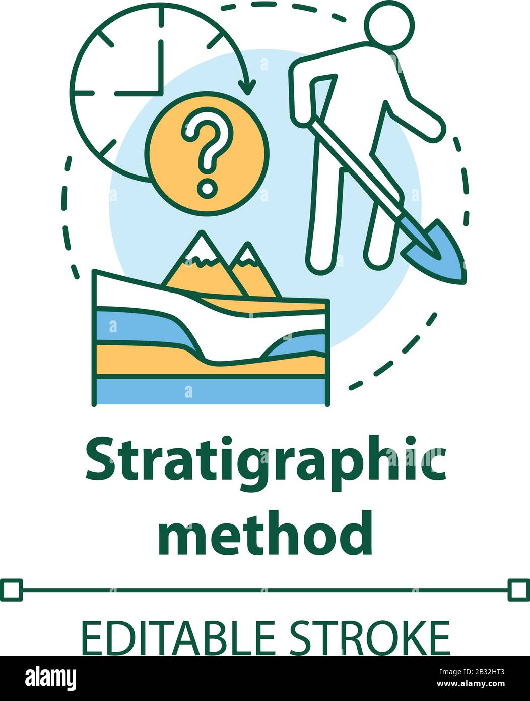 Stratigraphic method concept icon. Arheological excavation, historical ...