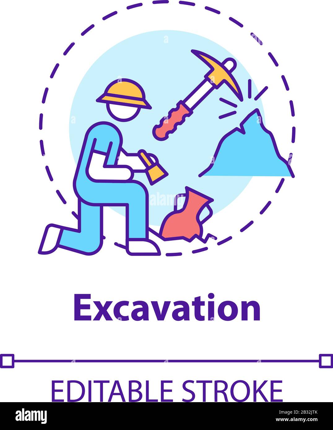 Excavation concept icon. Archaeological expedition. Historical research. Search for ancient artifacts. Cultural layer idea thin line illustration Stock Vector