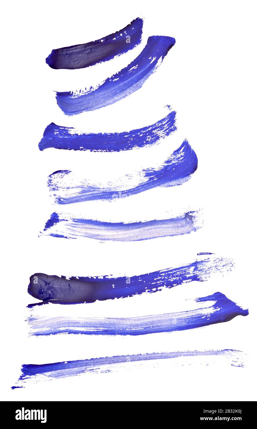 Blue brush strokes isolated on white background Stock Photo - Alamy