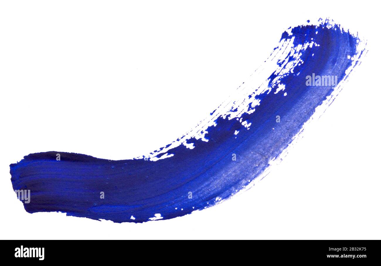 Blue brush stroke isolated on white background Stock Photo - Alamy