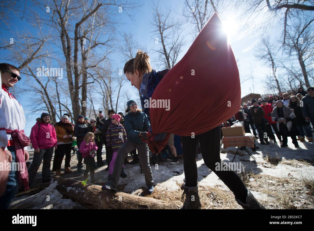Pillow fight that took place at the Maslenitsa celebration in Calgary