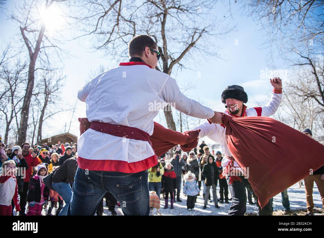Pillow fight that took place at the Maslenitsa celebration in Calgary