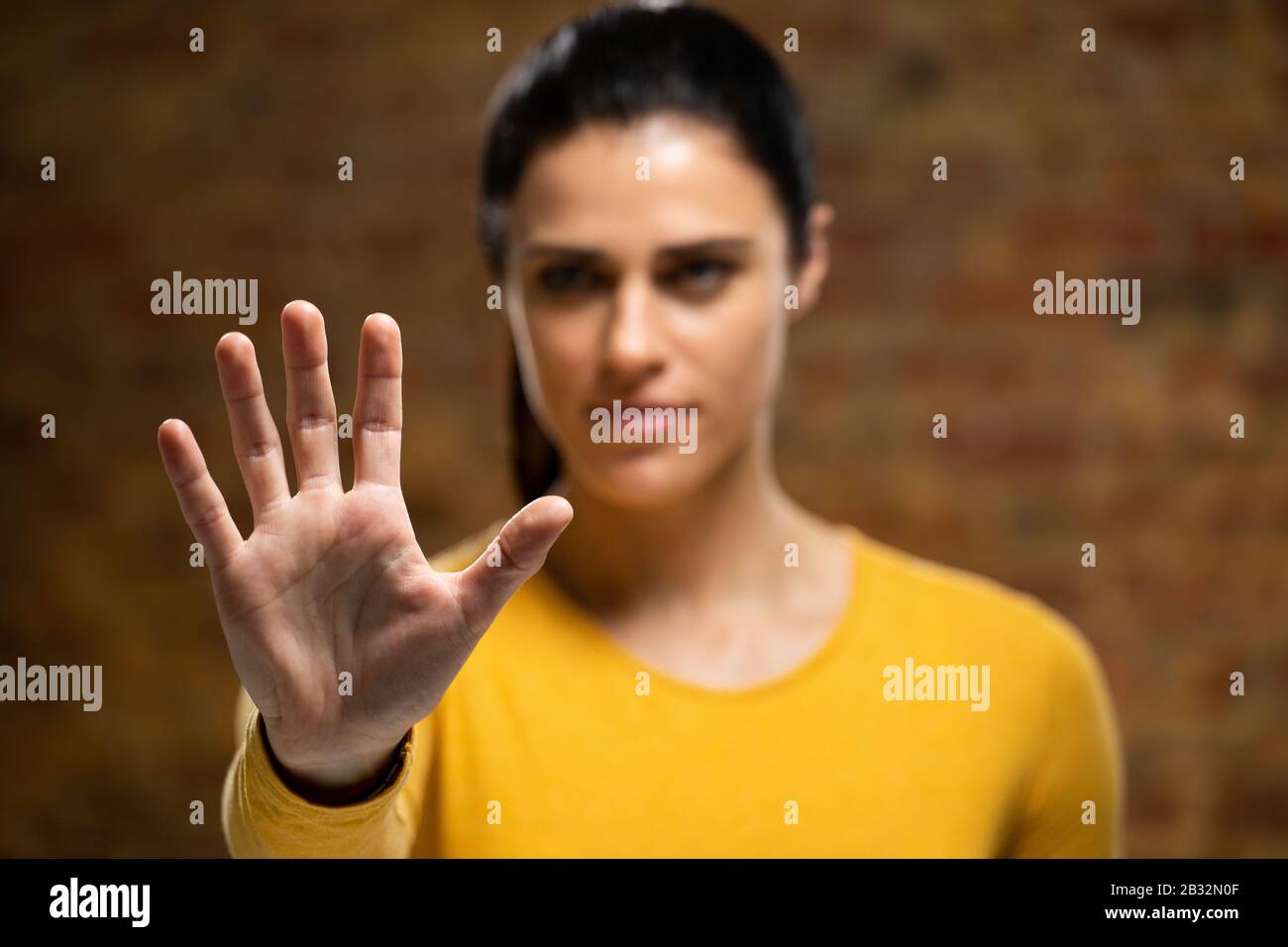 Young Woman Hand Raised Hi Res Stock Photography And Images Alamy